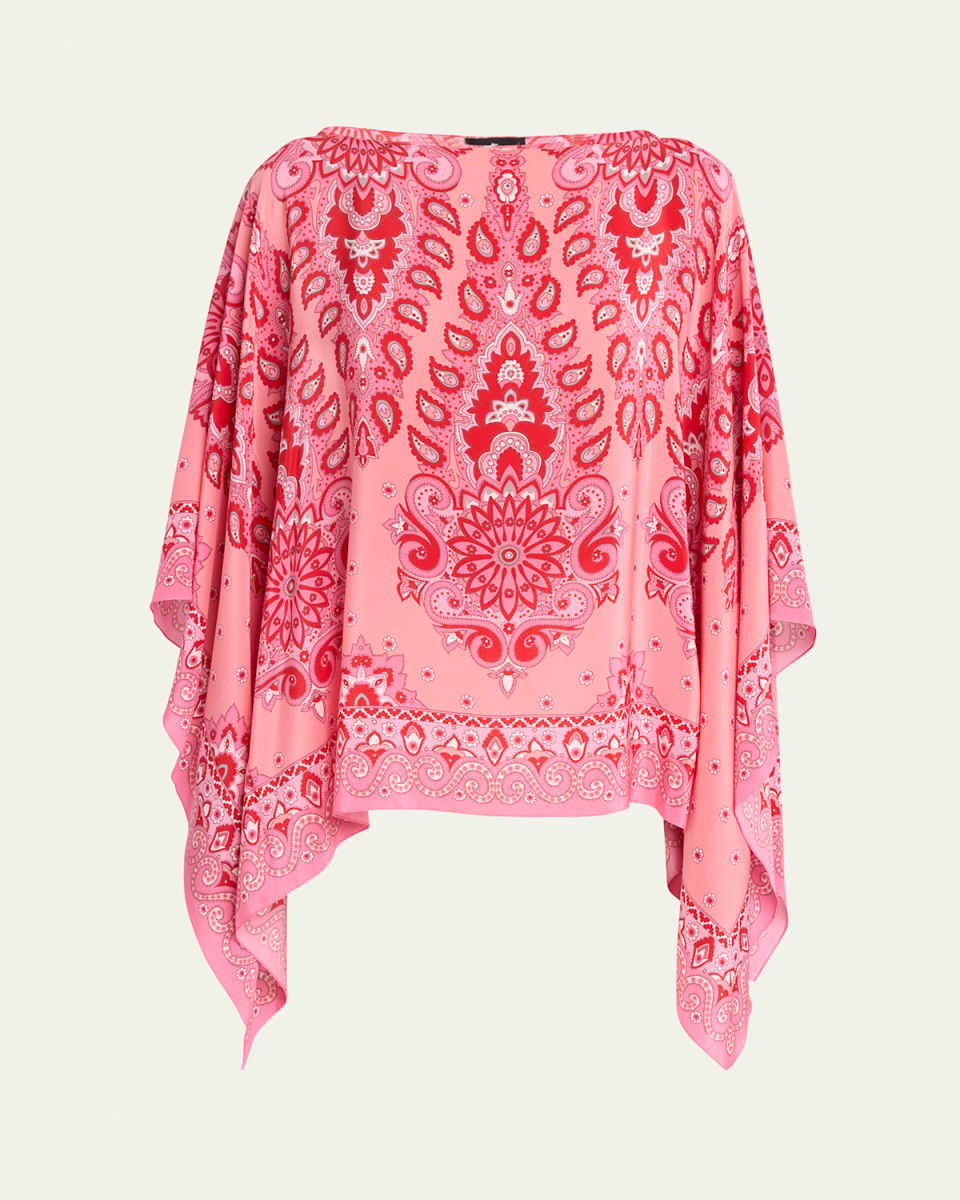 Pink Paisley Silk Poncho